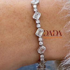 Pulsera de eslabones con esmeraldas de élite y diamantes cultivados en laboratorio para mujer, pulsera de tenis contemporánea, regalo de joyería fina - Product Image 5