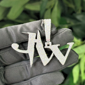 Colgante con Letra JW, Cristal y Diamantes de Imitación, Estilo Hiphop Plateado, Joyería de Moda Unisex - Product Image 4