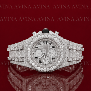 Luxury Iced Out Rose Gold <b>Chronograph</b> Watch for Men Full Diamond Hip Hop Stainless Steel Quartz Wristwatch Custom Logo - Product Image 3