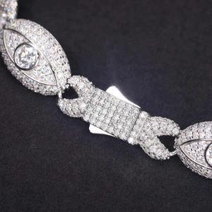 Pulsera de eslabones de lujo con moissanita VVS, estilo Hip Hop, de plata de ley 925, con incrustaciones de moissanita, que pasa la prueba del diamante, para hombre - Product Image 4