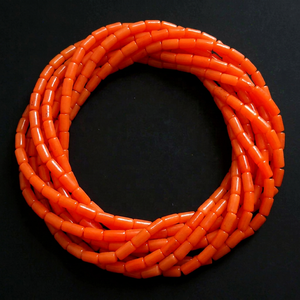 Orange Coral Smooth <b>Tube</b> Drum Cylinder Bead Loose Stone Making Jewelry Wholesaler Supplies New Arrivals 15-Inch 4X2MM Approx - Product Image 1