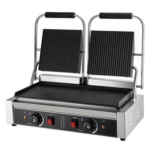 Piastra Elettrica Professionale per Panini 3600W in Acciaio Inox, Doppia Griglia per Sandwich con Manico per Cottura a Pressione - Product Image 1