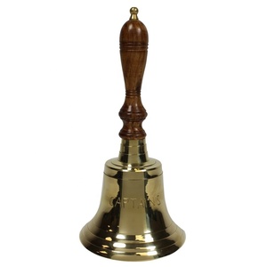 ระฆังทองเหลืองสลักมือพร้อมที่จับไม้ดูเรียบง่ายและมีระดับ - Product Image 1