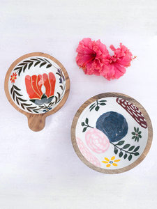 Handmade Eco-Friendly Wooden Bowl with Blue <b>Elephant</b> Floral Design Color Enamel Modern Dishwasher Safe for Food Serving <b>Gifting</b> - Product Image 5