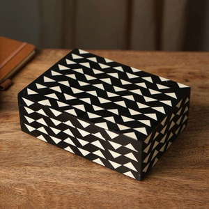 Resin Black White Decorative <b>Trinket</b> <b>Box</b> Rectangle Jewelry Organizer Storage Case for Home Office Thanksgiving - Product Image 1