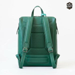 Minimalist Genuine Leather <b>Backpack</b> Green <b>Waterproof</b> Zipper Closure Detachable Arcuate Shoulder Strap Soft Multi-Functional PVC - Product Image 4
