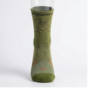North Approach Crew <b>Socks</b> Geometric Pattern Olive Green <b>Breathable</b> Hiking <b>Socks</b> for Adults Spring Season - Product Image 1
