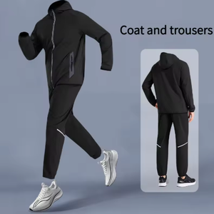 2PCS Men's Quick Dry Running Suit Hooded <b>Jacket</b> & Breathable Pants Gym Fitness Sports Wear Sweat Absorbent Outfit for Running - Product Image 6