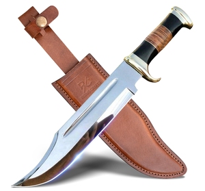 Couteau de chasse Bowie LEGACY BLADES de qualité supérieure en acier à haute teneur en carbone, manche en cuir fait main, lame fixe à pointe tombante, OEM ODM - Product Image 1