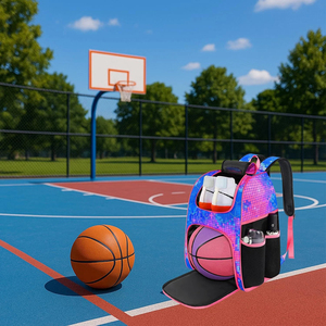 Sac à dos de basketball de haute qualité avec compartiment séparé pour chaussures, porte-ballon, poche humide/sèche, sac de sport, de gym, de voyage, de football pour hommes - Product Image 4