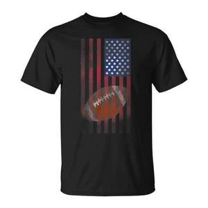 Camiseta de Fútbol Americano con Bandera de Estados Unidos, Negra, Diseño Deportivo para Hombre, Manga Corta, Cuello Redondo, Impresión Digital, para Adultos - Product Image 1