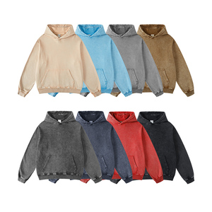 เสื้อฮู้ดโอเวอร์ไซส์ผู้ชาย สีชมพูล้วน ผ้าฝ้ายเฟรนช์เทอร์รี่ สวมใส่สบาย มีกระเป๋า เหมาะสำหรับใส่ในฤดูใบไม้ร่วง - Product Image 5