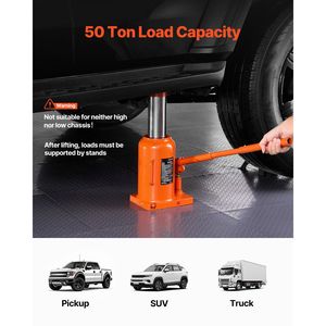 Martinetto idraulico a bottiglia saldato da 50 tonnellate/110231 libbre, a 3 sezioni, con manico lungo, portata di sollevamento 11FT 17.32FT, capacità di carico 20T per uso automobilistico - Product Image 2