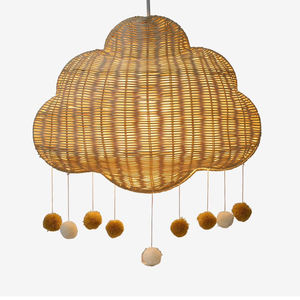 Abat-jour suspendu en rotin naturel de qualité supérieure, décoratif, en matériau organique tressé pour chambre d'enfant, installation au plafond. - Product Image 4
