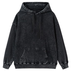 Sweat à capuche surdimensionné en coton doux, délavé à l'acide, de qualité supérieure, avec logo personnalisé, style streetwear vintage pour homme - Product Image 1
