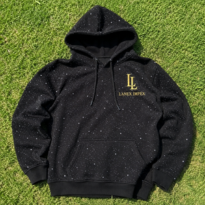 Sweat-shirt à capuche unisexe noir avec strass, logo personnalisé, streetwear décontracté, sweat-shirt en molleton à manches longues, 100% coton, tendance - Product Image 6