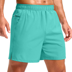 Shorts pour hommes en tricot personnalisé, taille mi-haute, avec logo frontal, cordon de serrage, poche zippée, respirants, séchage rapide, légers, en Spandex/Polyester - Product Image 1