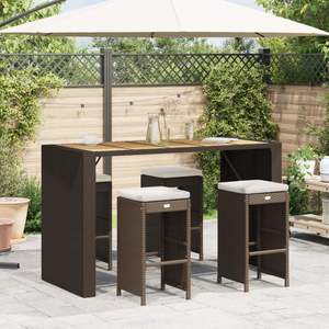 Ensemble de 4 tabourets de bar de jardin blanc crème et marron, mobilier d'extérieur élégant - Product Image 1