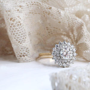 IGI/GIA Lab Grown Vintage 14K oro amarillo boda/anillo de compromiso corte diamante Unisex anillos finos para fiestas de aniversario - Product Image 2