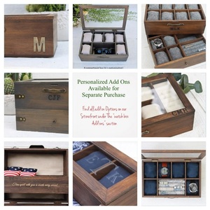 Caja de Madera para Relojes con 5 Compartimentos y Estuche - Exhibidor de Sobremesa - Regalo Clásico de Lujo para Hombres - Regalo de Aniversario - Product Image 5