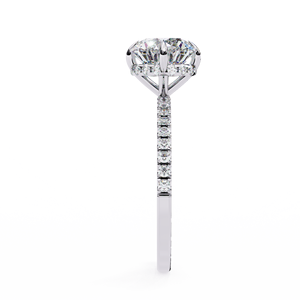 Anillo de Compromiso de Oro Blanco con Moissanita, Corte Redondo, Engaste Pavé, Anillo de Boda para Mujer, Joyería para Regalo o Fiesta - Product Image 2