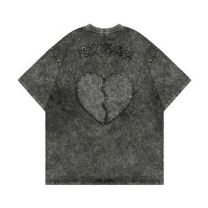 T-shirt personnalisé de haute qualité, style vintage, broderie surdimensionnée, coton délavé à l'acide, respirant, pour homme, été - Product Image 6