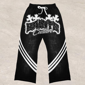 Ensemble de survêtement vintage personnalisé délavé à l'acide pour homme, sweat à capuche et pantalon ample, 100% coton tricoté, broderie strass, vente en gros - Product Image 6