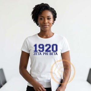 GREEK TREASURES Zeta Phi Beta Camisetas para mujer Ropa de hermandad Informal de alta calidad Transpirable 100% algodón Cuello redondo Manga corta - Product Image 3