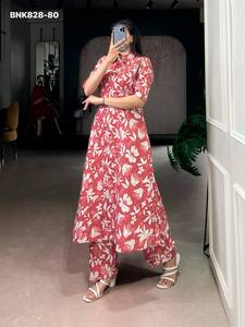 Diseño Evergreen de Alta Calidad para Uso Ocasional P.V. Proveedor de Kurt-Pent Chanderi con estampado floral y detalles en foil de Surat - Product Image 4