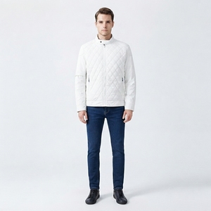 Men's <b>Quilted</b> Bomber <b>Jacket</b> Diamond <b>Pattern</b> Full Zip Lightweight Casual <b>Jacket</b> - Product Image 2