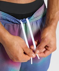 Pantalones cortos deportivos de poliéster para hombre del fabricante, cordón de baloncesto de malla doble con patrón floral, pantalones cortos de sublimación fina - Product Image 3