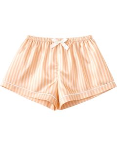 Ensemble de pyjama en satin rayé pêche personnalisé pour femme, manches courtes, boutonné, style soie, deux pièces, tenue de nuit, ensemble short de détente - Product Image 5