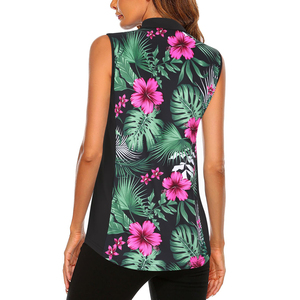 Camisetas polo sin mangas con cremallera de un cuarto para mujer, personalizadas, que absorben la humedad, atléticas, sublimadas, para tenis, golf y deportes al aire libre. - Product Image 2