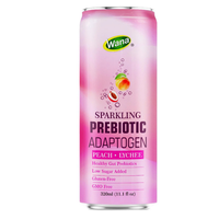 Exportklare Perzik Lychee Soda Sprankelend Prebiotisch Adaptogeen 320ml Blikje Laag in Suiker Natuurlijke Ingrediënten Aangepast Etiket Eigen Merk