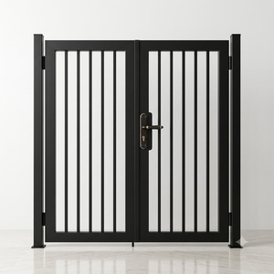Portail double en fer forgé artistique haut de gamme, à battants manuels, installation facile, design victorien, extérieur thermolaqué résistant à la rouille - Product Image 1