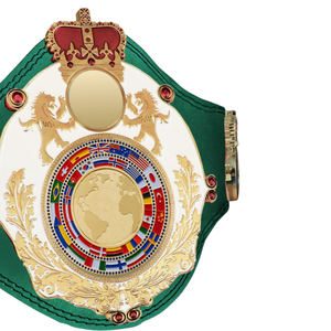 Ceinture de championnat en cuir vert personnalisée avec centre de table en forme de globe et design couronné – Ceintures de sport de qualité supérieure - Product Image 3