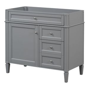 Mobile Bagno Moderno da 36 Pollici con 2 Cassetti, Struttura in Legno Massello, Cassetti a Ribalta - Senza Piano Superiore, Arredo Bagno Stile XXI Secolo - Product Image 2