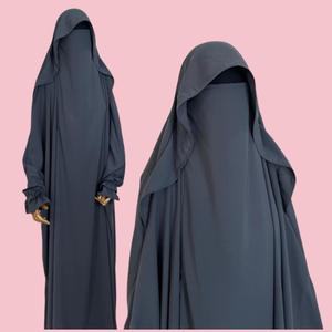 Khimar pour femmes, vêtements de prière musulmans traditionnels, respirant, en crêpe monocouche, niqab, hijab en polyester - Product Image 3