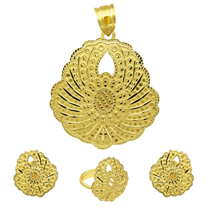 Wholesale 14K 18K 24K Gold Plated African Turkish Dubai Style Forming Pendant <b>Set</b> Ethiopian Eritrean Bridal Fashion Pendant <b>Set</b> - Product Image 1
