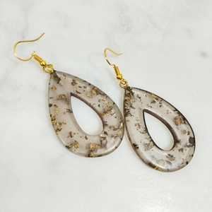 Pendientes artísticos de resina de terrazo, joyería transparente de forma redonda para mujer - Product Image 2