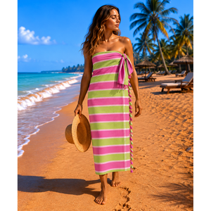 Wholesale <b>Turkish</b> Beach <b>Towel</b> with fringes Beautiful Striped Kikoy <b>Towel</b> for Beach Use 100% Cotton Kikoy <b>Towel</b>. - Product Image 5