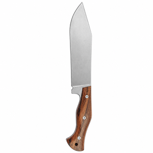 Cuchillos de caza de hoja fija con hoja de punta ancha plateada satinada y mango de madera marrón para acampar al aire libre y bushcraft - Product Image 6