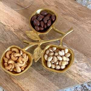 Walnut Wood 4 Compartment Dry Fruit Box <b>Square</b> Serving Tray with Center Handle Portable <b>Nut</b> Candy Storage Organizer for Kitchen - Product Image 4