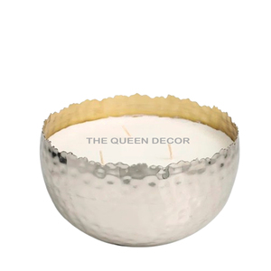 Hot <b>Bulk</b> Selling Aluminum Metal Round Shape Shinny Polished Hammered Texture Scented <b>Candle</b> <b>Bulk</b> Selling - Product Image 1