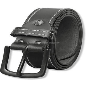 Cinturón informal de cuero genuino negro o marrón Vintage para hombre cinturón masculino cosido en contraste de diseñador de negocios o propósito casual - Product Image 5