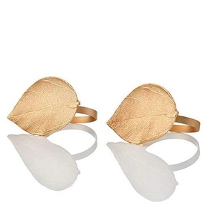 Leaf Shape Brass Napkin <b>Rings</b> Modern Table Decoration 4.5cm Width - Product Image 1