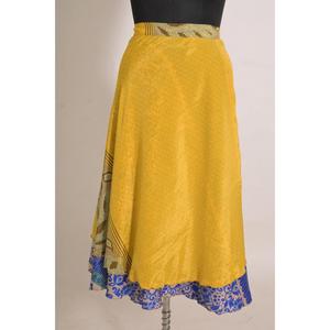 Women's Handmade Floral Printed Vintage Silk Wrap <b>Skirt</b>, Mid-Waist <b>Boho</b> Fashion - Product Image 1