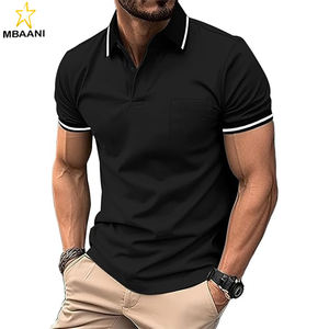 Chemises polo pour hommes, t-shirts décontractés à manches courtes, t-shirts de sport, chemise classique à col contrasté avec poche - Product Image 1