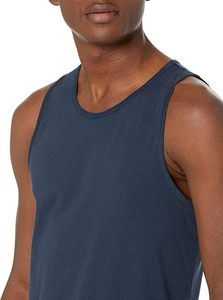Men's Striped Sleeveless Tank Top Cotton-Poly Blend Regular Fit O-Neck Knitted Casual Muscle <b>Vest</b> Lightweight Jersey Fabric - Product Image 4