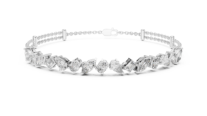 Conjunto de Pulsera de Diamantes Cultivados en Laboratorio a Precios Accesibles, Corte Mixto, Oro Blanco Sólido de 18 Quilates, Bañado en Rodio, Estilo Minimalista, Ideal para Regalo, Fiestas y Uso Diario - Product Image 4